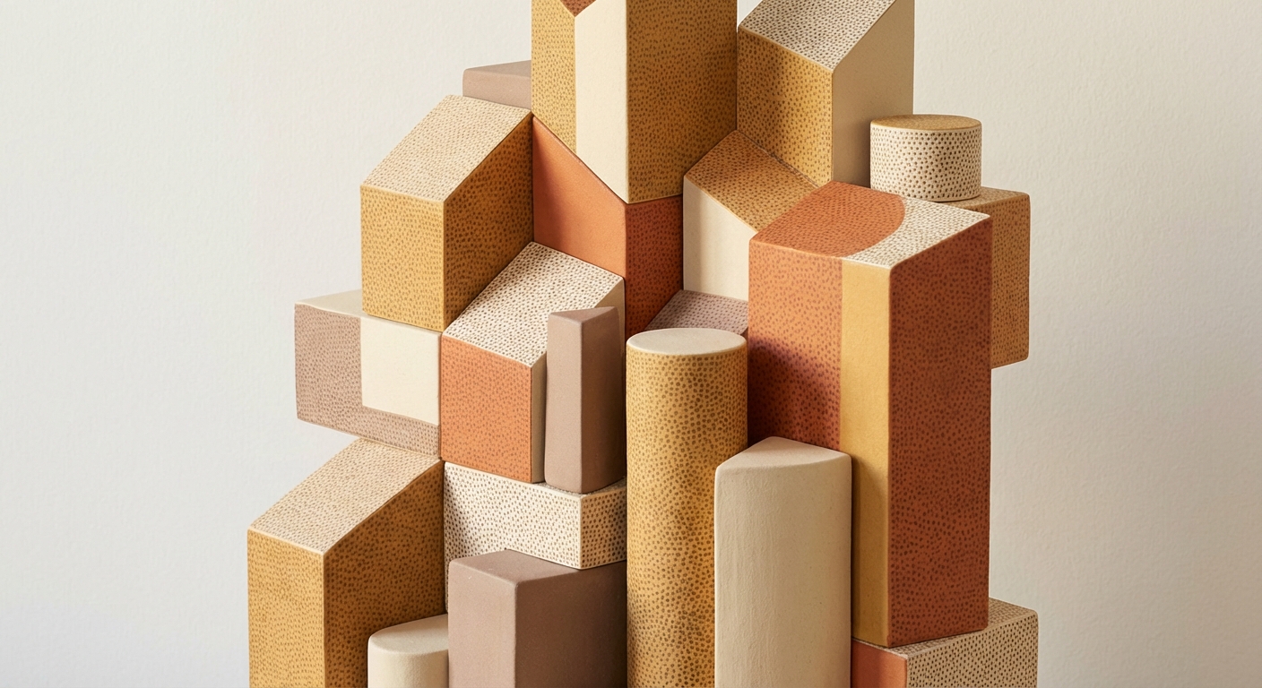 Abstract isometric geometric illustration with grainy texture