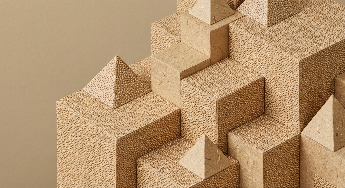 Abstract isometric geometric illustration with grainy texture